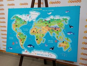 Εικόνα στο φελλό γεωγραφικός χάρτης του κόσμου για παιδιά - 120x80  transparent