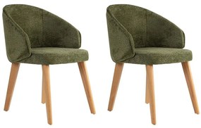 Καρέκλα Bentley (Σετ 2Τμχ) 566WYL1108 48x58x86cm Green-Oak Ξύλο,Ύφασμα