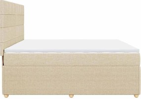 vidaXL Κρεβάτι Boxspring με Στρώμα Κρεμ 200x200 εκ. Υφασμάτινο