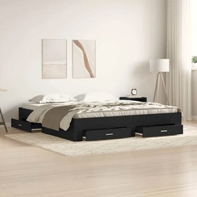 vidaXL Κρεβάτι με Συρτάρια Μαύρη Δρυς 180x200 εκ Επεξεργασμένο Ξύλο
