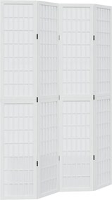 vidaXL Διαχωριστικό Χώρου με 4 Πάνελ Λευκό από Μασίφ Ξύλο Παυλώνιας