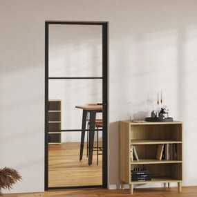Πόρτα Εσωτερική Μαύρη 76 x 201,5 εκ. από Γυαλί ESG / Αλουμίνιο - Μαύρο