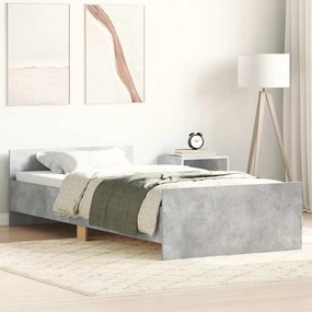 vidaXL Πλαίσιο Κρεβατιού Γκρι Σκυροδέματος 90x200 εκ. Επεξεργ. Ξύλο