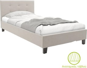 Κρεβάτι Mago pakoworld ύφασμα εκρού 100x200εκ