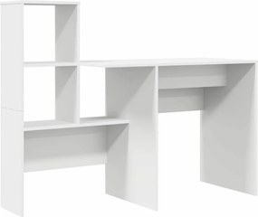 vidaXL Γραφείο με ράφι Λευκό 131,5 x 50 x 106,5 εκ. Επεξεργασμένο ξύλο