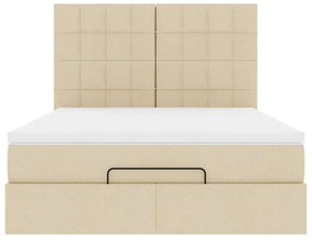 vidaXL Οθωμανικό κρεβάτι με στρώμα Cream 140x190cm ύφασμα