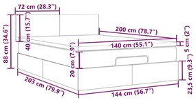 vidaXL Κεφαλάρι Κρεβατιού LED Ανοιχτό Γκρι 144x5x118/128 εκ. Βελούδινο
