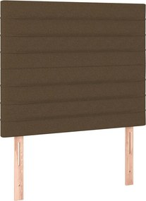vidaXL Κρεβάτι Boxspring με Στρώμα Σκούρο Καφέ 90x200 εκ. Υφασμάτινο