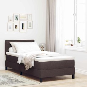 vidaXL Box Spring Κρεβάτι με Στρώμα Σκούρο Καφέ 100x200 εκ Ύφασμα