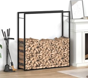 vidaXL Ραφιέρα Καυσόξυλων Ματ Μαύρο 110x28x116 εκ. Ατσάλι