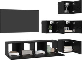 vidaXL Σετ επίπλου τηλεόρασης 6 pcs 60 x 30 x 30 cm Μαύρη Δρυς
