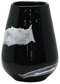 Βάζο Φυσητό Γραμμή 15-00-23922 Φ18,5x26,5cm Black-White Marhome Γυαλί