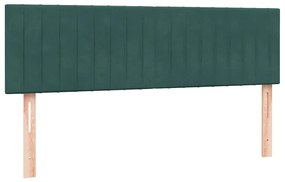 vidaXL Κρεβάτι Boxspring με Στρώμα Σκούρο Πράσινο 140x210εκ. Βελούδινο