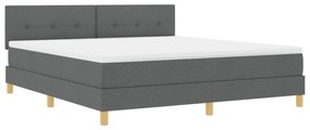 vidaXL Κρεβάτι με Βάση με Στρώμα & LED Σκούρο Γκρι 180x200 εκ. Ύφασμα