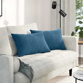 vidaXL Μαξιλάρι Καναπέ 2 τμχ. Βελούδο Μπλε 60 x 40 cm