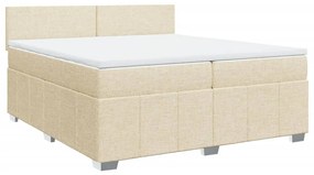 vidaXL Κρεβάτι Boxspring με Στρώμα Κρεμ 200x200 εκ. Υφασμάτινο