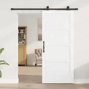 vidaXL Σετ Συρόμενης Πόρτας Χειροκίνητος Λευκό και μαύρο 86 x 198.5 cm