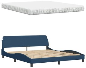 VidaXL Κρεβάτι με Στρώμα Hanko Μπλε 180x200 εκ. Υφασμάτινο