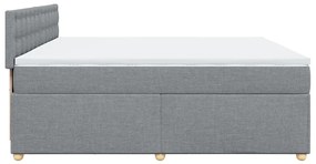 vidaXL Κρεβάτι Boxspring με Στρώμα Ανοιχτό Γκρι 200x200 εκ. Υφασμάτινο