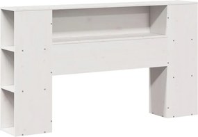 vidaXL Κρεβάτι Βιβλιοθήκη Χωρίς Στρώμα Λευκό 135x190 εκ Μασίφ Πεύκο