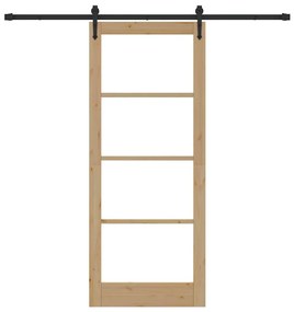 vidaXL Συρόμενη Πόρτα Χειροκίνητος Καφέ 86 x 211 cm Ξύλο και μέταλλο
