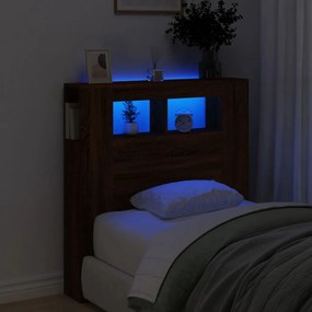 Κεφαλάρι Κρεβατιού με LED Καφέ Δρυς 100x18,5x103,5 εκ - Καφέ