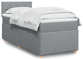 vidaXL Κρεβάτι Boxspring με Στρώμα Ανοιχτό Γκρι 80x200 εκ. Υφασμάτινο