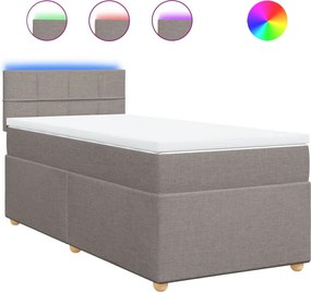vidaXL Κρεβάτι Boxspring με Στρώμα Taupe 90x200 εκ. Υφασμάτινο
