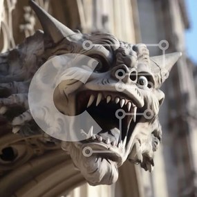 Intra Συλλεκτικό Ξύλινο Παζλ Plywood  4mm - Gargoyle Head στο παλιό κτίριο Σε Ξύλινο Κουτί - Διαστάσεις Puzzle: 10x10 cm – 25 κομμάτια