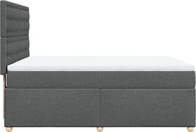 vidaXL Κρεβάτι Boxspring με Στρώμα Σκούρο Γκρι 140x190 εκ. Υφασμάτινο