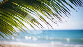 Intra Συλλεκτικό Ξύλινο Παζλ Plywood  4mm - Palm Leaf στην παραλία με θέα στον ωκεανό Σε Ξύλινο Κουτί - Διαστάσεις: 10x10 cm – 25 κομμάτια