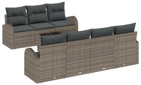 vidaXL Σετ Καναπέ 8 Τεμαχίων  με Μαξιλάρια Γκρι Πολυ Ρατάν