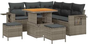 vidaXL Σετ Καναπέ Κήπου 8 pcs Γκρι συνθετικό ρατάν