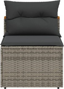 vidaXL Καναπέδες Κήπου Χωρίς Μπράτσα 2 τεμ. Γκρι Συνθ. Ρατάν &amp; Μαξιλ.