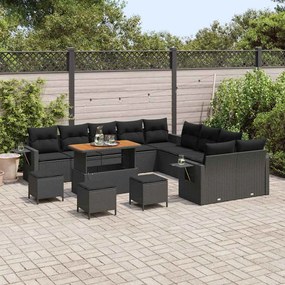 vidaXL Σετ Καναπέ Κήπου με αποθήκευση 14 pcs Μαύρο Πολυ ράταν