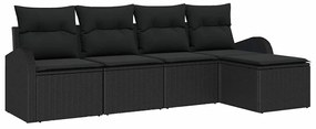vidaXL Σετ Καναπέ Κήπου με μαξιλάρι 5 pcs Μαύρο Πολυ ράταν