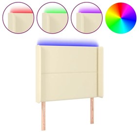 Κεφαλάρι Κρεβατιού LED Κρεμ 83x16x118/128εκ. Συνθετ. Δέρμα - Κρεμ
