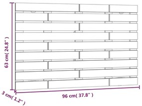 Κεφαλάρι Τοίχου Γκρι 96x3x63 εκ. από Μασίφ Ξύλο Πεύκου - Γκρι