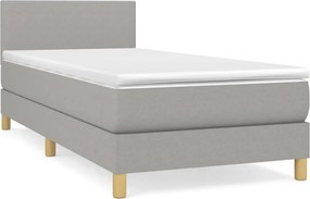 vidaXL Κρεβάτι Boxspring με Στρώμα Ανοιχτό Γκρι 100x200 εκ. Υφασμάτινο