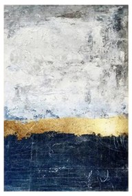 Πίνακας Σε Καμβά Dafur 1 018118 80x120xH3,5cm Grey-Blue-Gold Κάθετοι Ξύλο,Καμβάς