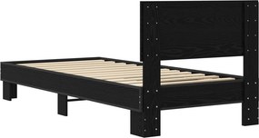 vidaXL Κρεβάτι με Κεφαλάρι Μαύρη Δρυς 80 x 200 cm Επεξεργασμένο Ξύλο