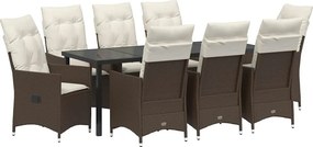 vidaXL Σέτ φαγητού για κήπο 9 pcs Καφέ συνθετικό ρατάν