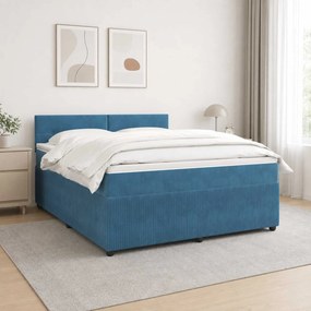 vidaXL Κρεβάτι box spring με στρώμα Μπλε 140 x 200 cm Βελούδο