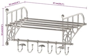 vidaXL Ράφι Αποσκευών Τοίχου με Κρεμάστρες Παλτών από Αλουμίνιο