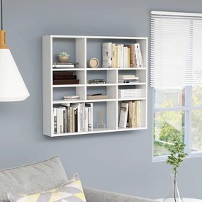 vidaXL Ραφιέρα Τοίχου Λευκή 90 x 16 x 78 εκ. από Επεξεργασμένο Ξύλο