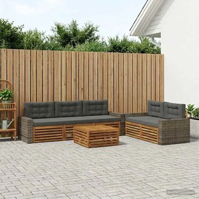 vidaXL Σειρά Καναπέ Εξωτερικού 6 pcs Φυσικό και Ανθρακί