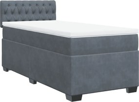 vidaXL Κρεβάτι Boxspring με Στρώμα Σκούρο Γκρι 100x200 εκ. Βελούδινο