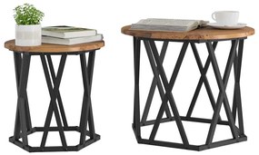 vidaXL Τραπεζάκι Πλευράς 2 pcs Ανακυκλωμένο ξύλο 50 x 50 x 40 cm