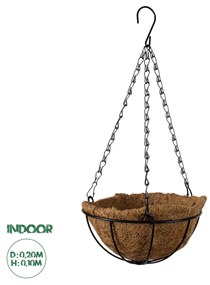 GloboStar® Artificial Garden SALAMINA 20479 Κρεμαστό Κασπώ Γλάστρα - Flower Pot από Φλοιό Καρύδας Καφέ Φ20cm x Υ10cm