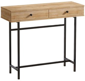 Κονσόλα Esta 793ELG1803 100x35x86cm Oak-Black Μοριοσανίδα, Μέταλλο